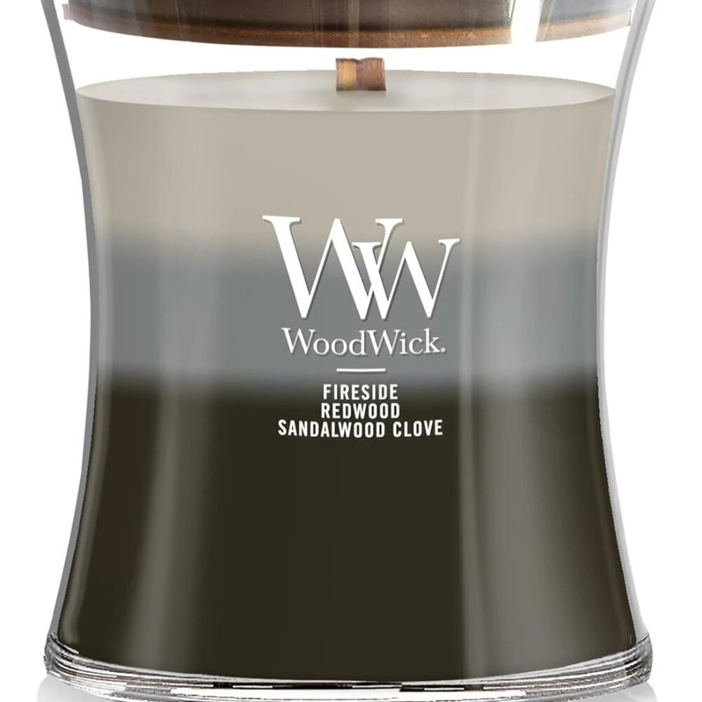 Warm Woods Medium Hourglass Trilogy Candle Crackles as it Burns Perfect for Gift